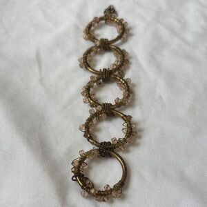 Bronze-Tone Beaded Ring Link Bracelet